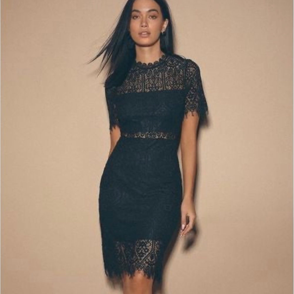 Lulus remarkable black lace dress
